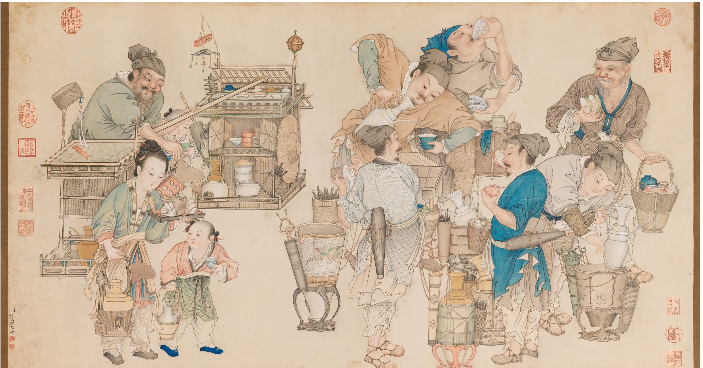 Historical Chinese tea illustration.